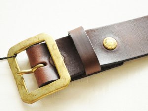 画像9: ART BROWN アートブラウン VGB40142AB クロムエクセルレザー 40mm幅 真鍮バックル ギャリソンベルト プルアップレザー ゴールド ホーウィン社  オイルドレザー グッズ ベルト 日本製