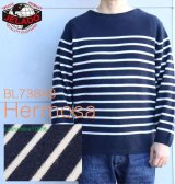 JELADO × GIM ジェラード BL73848 最高級の モンゴル カシミヤ 100% 編みたて ニット " Hermosa ハモサ " 7ゲージ の マルチ ボーダー ニット ネイビー 長袖
