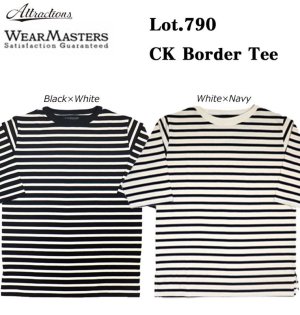 画像1: WEARMASTERS ウエアマスターズ Lot.790 人気定番TEEの ボーダーモデル ５分袖 CK Border Tee ミッドセンチュリー テイス トの ボートネック ハーフスリーブスタイル Tシャツ アトラクションズ