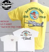 BUZZ RICKSON'S バズリクソンズ BR79126 S/S T-SHIRT 2nd SCOUTING FORCE プリントTシャツ アメリカ海軍 偵察隊 第355戦闘大隊 P-51マスタング プリント デザイン コットン100％ ミリタリー半袖 Tシャツ