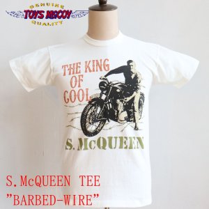 画像1: TOYS MAcCOY トイズマッコイ　TMC2306 S. McQUEEN™ TEE " BARBED-WIRE " 大暴走 マックィーン トライアンフTR6 モノクローム プリント　Tシャツ 半袖Tシャツ