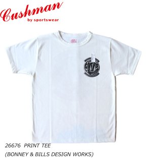 画像1: CUSHMAN クッシュマン 26676  PRINT TEE (BONNEY & BILLS DESIGN WORKS)  25周年エンブレム　クニヒロ　デザイン アーティスト KRACKER JACK KUSTOM アートTシャツ 25周年アニバーサリー　クッシュマン25th 半袖Tシャツ