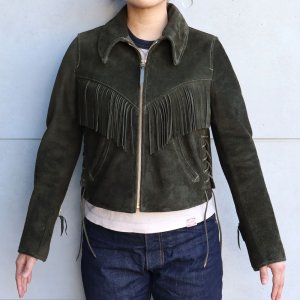 画像2: Y'2LEATHER ワイツーレザー  LADY'S LR-01 STEER SUEDE FRINGE JACKET レディース ステアスエード フリンジ ジャケット ウエスタン 革紐 クレセントポケット スマイルポケット 本革 牛革 革ジャン レザージャケット