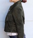 画像3: Y'2LEATHER ワイツーレザー  LADY'S LR-01 STEER SUEDE FRINGE JACKET レディース ステアスエード フリンジ ジャケット ウエスタン 革紐 クレセントポケット スマイルポケット 本革 牛革 革ジャン レザージャケット