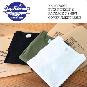 画像1: No. BR78960 / BUZZ RICKSON'S PACKAGE T-SHIRT GOVERNMENT ISSUE  パッケージTシャツ ミリタリー コットン インナーTシャツ 半袖