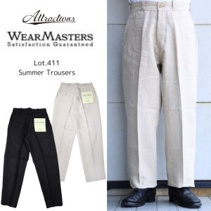 画像1: WEARMASTERS by ATTRACTIONS ウエアマスターズ アトラクションズ Summer Trousers リネン 麻　１００％ サマートラウザー レギュラーフィット・テーパー ボトムライン 通気性 撥水 速乾 トラウザー ボトム パンツ 