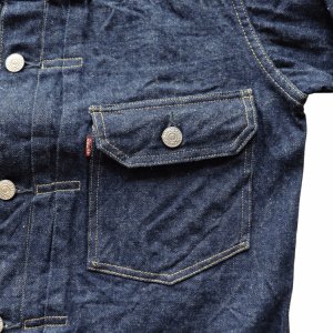 画像7: DELUXEWARE デラックスウエア 1949XJ VINTAGE FIRST JACKET ヴィンテージフォルムを再現したファーストジャケット デニムジャケット Gジャン 1949年 片面赤タブ 針シンチバック最終移行期年代 リベット刻印ビック「Ｏ」鉄ボタン ショートレングス