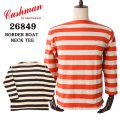 CUSHMAN クッシュマン 26849 BORDER BOAT NECK TEE ボーダーボートネックTシャツ 8分袖 マリーン cotton コットン