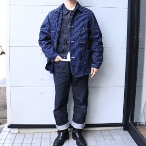 画像15: JELADO ジェラード Steelbeam Coat AG11406 インディゴウォバッシュ カバーオール 青タグ 変形ポケット INDIGO WABASH ストライプ デニムワークジャケット  Madeinjapan