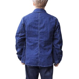 画像3: JELADO ジェラード Steelbeam Coat AG11406 インディゴウォバッシュ カバーオール 青タグ 変形ポケット INDIGO WABASH ストライプ デニムワークジャケット  Madeinjapan