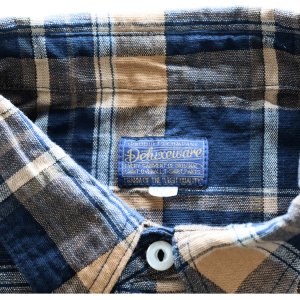 画像6: DELUXEWARE デラックスウエア MV-15 ORANGE NAVY CHECK ミディアムネルシャツ 平織り 無起毛 長袖シャツ 1970年代 オレンジ ネイビー チェック柄 ジンバブエ混合ムラ糸 Madeinjapan 完全日本製