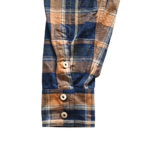 画像9: DELUXEWARE デラックスウエア MV-15 ORANGE NAVY CHECK ミディアムネルシャツ 平織り 無起毛 長袖シャツ 1970年代 オレンジ ネイビー チェック柄 ジンバブエ混合ムラ糸 Madeinjapan 完全日本製