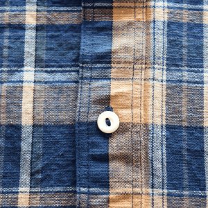 画像7: DELUXEWARE デラックスウエア MV-15 ORANGE NAVY CHECK ミディアムネルシャツ 平織り 無起毛 長袖シャツ 1970年代 オレンジ ネイビー チェック柄 ジンバブエ混合ムラ糸 Madeinjapan 完全日本製