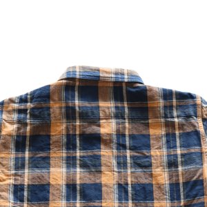 画像12: DELUXEWARE デラックスウエア MV-15 ORANGE NAVY CHECK ミディアムネルシャツ 平織り 無起毛 長袖シャツ 1970年代 オレンジ ネイビー チェック柄 ジンバブエ混合ムラ糸 Madeinjapan 完全日本製