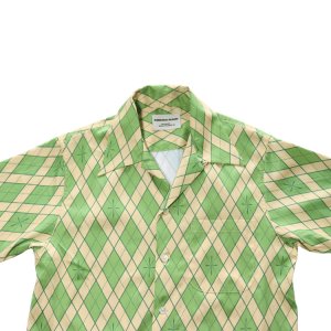 画像3: SAMURAI JEANS サムライジーンズ SSA25-01 蛇アーガイル総柄シャツ 業平菱アーガイル柄レーヨン オーガニック綿サテン生地 貝ボタン 日の丸ネーム ワンウォッシュ 半袖シャツ madeinjapan 日本製