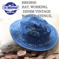 BUZZ RICKSON'S バズリクソンズ BR02850 HAT, WORKING, DENIM VINTAGE WASHED STENCIL  ARMY デニムハット Hell on Wheels 地獄の車輪 第2機甲師団 U.S. ARMYミリタリー グッズ ハット 帽子