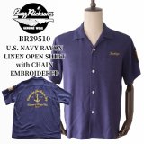 BUZZ RICKSON'S バズリクソンズ BR39510 U.S. NAVY RAYON LINEN OPEN SHIRT with CHAIN EMBROIDERED 1950年代 アメリカ海軍 駆逐艦 DD-574ジョン・ロジャース 退役軍人局パッチ レーヨンリネン オープンシャツ