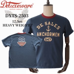 画像1: DELUXEWARE デラックスウエア ANCHOR DXTS-2503 ヘビーオンスTシャツ 高密度天竺生地 12.5オンス ハードニット リンガープリントT 最高強度 DXTシリーズ コットン100％ 日本製
