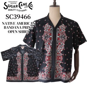 画像1: SUGAR CANE シュガーケーン SC39466 NATIVE AMERICAN BANDANA PRINT OPEN SHIRT ネイティブアメリカンバンダナプリントオープンシャツ 1960年代インディアンモチーフ 東洋エンタープライズ