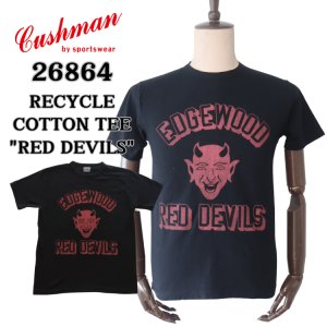 画像1: CUSHMAN クッシュマン RECYCLE COTTON TEE "RED DEVILS" 26864 リサイクルコットンT レッドデビルス 丸胴天竺Tシャツ バインダー仕上げ 半袖Tシャツ コットン100％ 40番双糸(リサイクル糸) 日本製