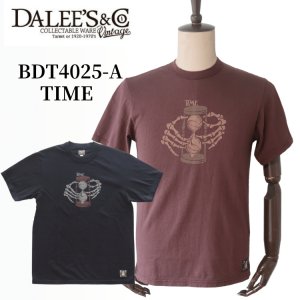 画像1: DALEE'S&CO ダリーズ by DELUXEWARE バイ デラックスウエア BDT4025-A TIME プリントモデル「TIME」1940年代 旧式吊編機 ドライ触感Tシャツ 半袖Tシャツ 丸胴生地 7oz吊天竺 コットン100％ madeinjapan 日本製