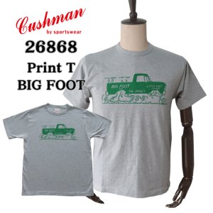 画像1: CUSHMAN クッシュマン 26868 Print T  "BIG FOOT"  プリントT  30番双糸天竺 ミディアムウェイト バインダー仕上げ ワンウォッシュ フロントプリント 半袖Tシャツ コットン100％  日本製