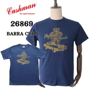 画像1: CUSHMAN クッシュマン 26869 Print T  "BARRA CUDA"  プリントT  30番双糸天竺 ミディアムウェイト バインダー仕上げ ワンウォッシュ フロントプリント 半袖Tシャツ コットン100％  日本製