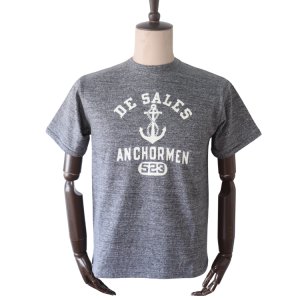 画像2: JELADO/ジェラード AB12239 Anchor Men Tee アンカーマン Tシャツ アスレチックブランド ライディングハイ 丸胴ボディアンカープリント 半ラバープリント チャコール地 リユースコットン ゆったりとしたサイズ感 日本製