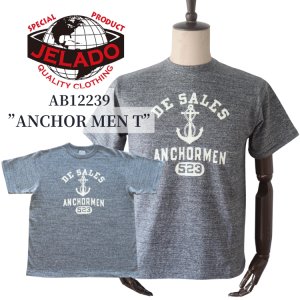 画像1: JELADO/ジェラード AB12239 Anchor Men Tee アンカーマン Tシャツ アスレチックブランド ライディングハイ 丸胴ボディアンカープリント 半ラバープリント チャコール地 リユースコットン ゆったりとしたサイズ感 日本製
