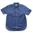 画像4: JELADO/ジェラード JP12123 JELADO Unionworkers S/S Shirt/ ジェラード ユニオンワーカーズシャツ WABASHストライプ 半袖シャンブレーシャツ 襟ダブルステッチ 身頃トリプルステッチ ユニオンチケット メタルボタン フラップポケット 日本製