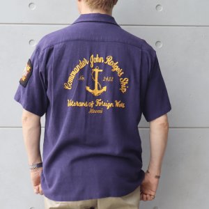 画像3: BUZZ RICKSON'S バズリクソンズ BR39510 U.S. NAVY RAYON LINEN OPEN SHIRT with CHAIN EMBROIDERED 1950年代 アメリカ海軍 駆逐艦 DD-574ジョン・ロジャース 退役軍人局パッチ レーヨンリネン オープンシャツ