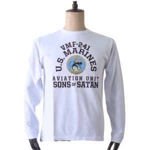 画像2: BUZZ RICKSON'S バズリクソンズ BR69627 L/S T-SHIRT VMF-241 SONS OF SATAN プリント長袖ミリタリーＴシャツ アメリカ製ボディ 海兵戦闘飛行隊 ミッドウェー海戦 黒い影の悪魔 綿100%