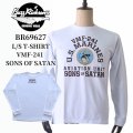 BUZZ RICKSON'S バズリクソンズ BR69627 L/S T-SHIRT VMF-241 SONS OF SATAN プリント長袖ミリタリーＴシャツ アメリカ製ボディ 海兵戦闘飛行隊 ミッドウェー海戦 黒い影の悪魔 綿100%