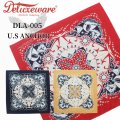 DELUXEWARE デラックスウエア DLA-005 U.S ANCHOR デラックスウエア リアルバンダナ 片耳使い 地染め抜染 旧式織機 1940年代 4辺中3辺が縫製始末 職人技術 本物品質 綿100％ 日本製