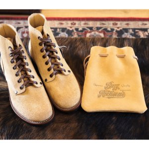 画像12: BUZZ RICKSON'S バズリクソンズ BR02877 COW SUEDE PURSE カウスエード レザーパース 巾着 M-43ブーツ ショルダーストラップ レザーコード 経年変化 エイジング 焼印 グッズ