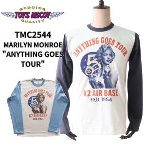 画像1: TOYS McCOY トイズマッコイ TMC2544 LONG SLEEVE TEE MARILYN MONROE "ANYTHING GOES TOUR" マリリンモンロー ロングスリーブTシャツ 長袖Yシャツ 2トーンカラー コットン 100% 日本製