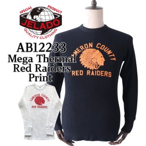 画像1: JELADO ジェラード  AB12233 Mega Thermal Red Raiders Print メガサーマル レッドレイダース プリント クルーネック ネイティブアメリカン柄 極厚で圧倒的な保温性 最高品質 防寒 保温 長袖