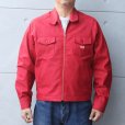画像2: SAMURAI JEANS サムライジーンズ SWCJK25 刺繍入りスイングトップ 赤デニム Samurai Jeans All worldly things are transitory サムライジーンズ諸行無常 チェーン刺繍 Samurai WORK CLOTHESネーム 樹脂ボタン ワンウォッシュ 日本製 (2)