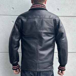 画像3: Y'2 LEATHER ワイツーレザー SB-93 STEER OIL PHARAOH JACKET ステアオイルファラオジャケット リブジャケット 牛革 革厚約1.3ｍｍ 柔らかい着心地 ナイロンキルティング仕様 保温性 スナップボタン 日本製