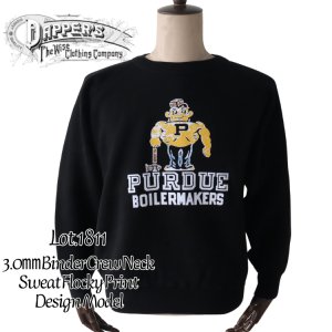 画像1: DAPPER'S ダッパーズ 1811 Binder Crew Neck Sweat Flocky Print Design Model バインダークルーネックスウェット フロッキープリントデザインモデル 電着フロッキープリントスウェットシリーズ 先起毛加工 ふっくらした柔らかさ