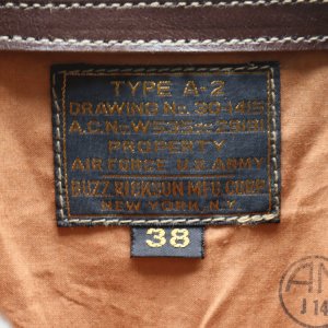 画像6: BUZZ RICKSON'S バズリクソンズ BR80659 Type A-2 “A.C. No.W535 ac 29191 BUZZ RICKSON MFG.CORP.” ブロンコ社 1942年製造モデル 陸軍航空隊 あずき色 赤褐色のラセットブラウン ステッチワーク クロスステッチ