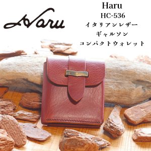 画像1: 池之端銀革店 Haru HC-536 イタリアンレザーギャルソンコンパクトウォレット 2つ折りウォレット ギャルソンコインポケット エイジング加工 サンドキャスト製 真鍮金具 オイルアップ オイルアップ 革製品 日本製