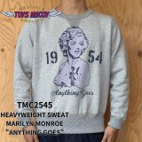 TOYS McCOY トイズマッコイ TMC2545 HEAVYWEIGHT SWEAT MARILYN MONROE "ANYTHING GOES" ヘヴィウエイトスウェット マリリンモンロー ヴィンテージピース 吊り編み機による丸胴 肉厚な質感と保温性の高い裏起毛