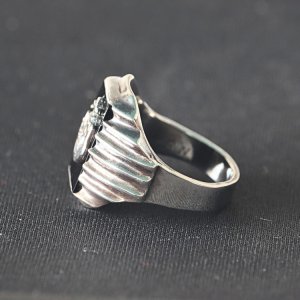 画像4: CUSHMAN クッシュマン 29380 U.S.N. SILVER RING SILVER925 米海軍シルバーリング シルバ−925 1940年代 U.S.NAVY ネイビー オニキス シンプルデザイン アールデコ調のフィン ゴツい雰囲気 指輪 リング