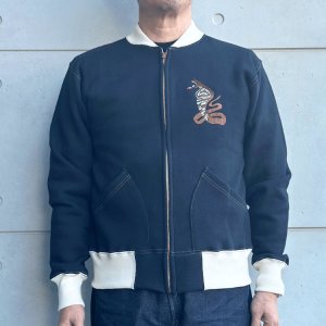 画像2: CUSHMAN クッシュマン 26386 SWEAT SOUVENIR JACKET KING COBRA スウェット スーベニア ジャケット キングコブラ スウェット フルジップ カーディガン スーベニアジャケット アウター ライトアウター キングコブラ 刺繍