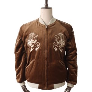 画像2: TAILOR TOYO テーラー東洋 TT15792-138 Mid 1950s Style Velveteen Souvenir Jacket “WHITE DRAGON” × “BLACK EAGLE” 別珍スーベニアジャケット 別珍 スカジャン 白龍 黒鷲リバーシブル 2トーン サテン生地 スーベニアジャケット 刺繍