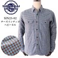 画像1: SAMURAI JEANS サムライジーンズ SIN25-02 チーズインディゴヘビーネル ワークシャツ ネルシャツ チェック柄 長袖シャツ  (1)