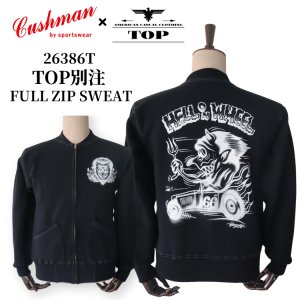 画像1: CUSHMAN クッシュマン x TOP トップ 26386T TOP別注 FULL ZIP SWEAT "HELL ON WHEEL" フルジップスウェット 裏起毛 DEVIL プリント エアブラシ アートワーク
