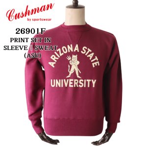 画像1: CUSHMAN クッシュマン 26901F PRINT  SET IN SLEEVE SWEAT ASU プリントセットインスリーブスウェット