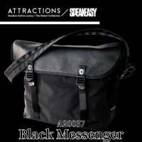 ATTRACTIONS アトラクションズ x SPEAKEASY スピークイージー A20037 Black Messenger ブラックメッセンジャー ショルダーバッグ 斜めがけバッグ メンズ 大容量 コラボレーション